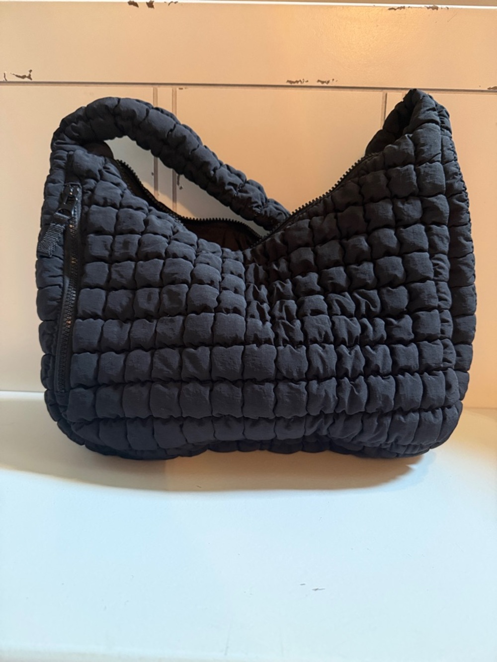 Quilted Soft Hobo Bag - Black